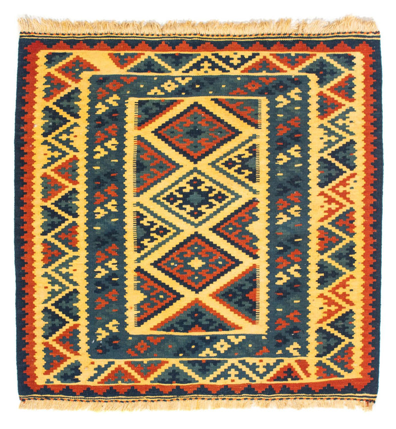 Kelim Carpet - orientalisk matta kvadrat  - 102 x 101 cm - flerfärgad