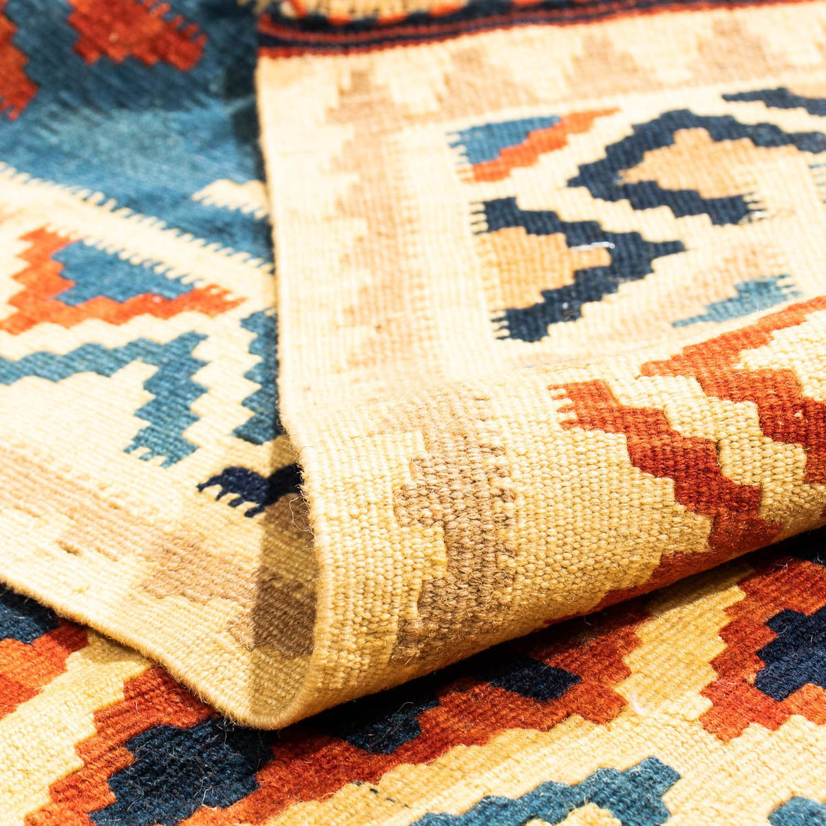 Kelim Carpet - orientalisk matta kvadrat  - 105 x 102 cm - flerfärgad