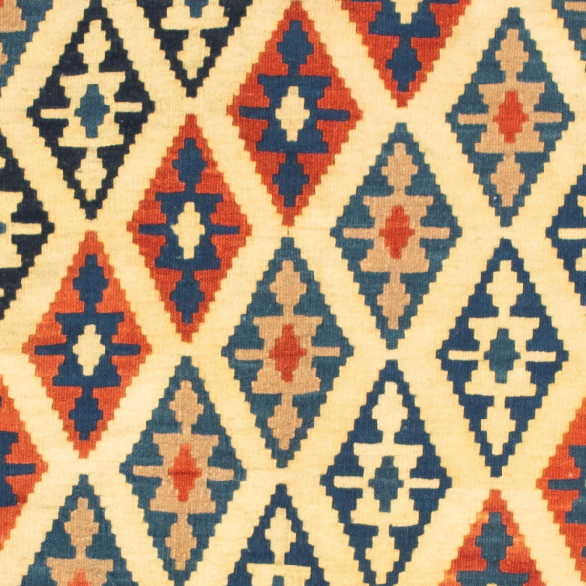 Kelim Carpet - orientalisk matta kvadrat  - 100 x 100 cm - beige