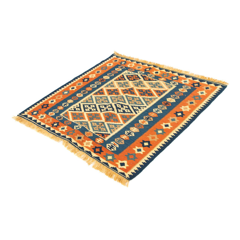 Kelim Carpet - orientalisk matta kvadrat  - 100 x 98 cm - flerfärgad