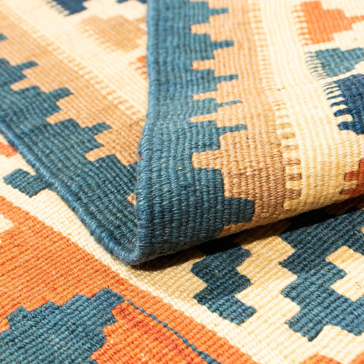 Kelim Carpet - orientalisk matta kvadrat  - 105 x 103 cm - orange