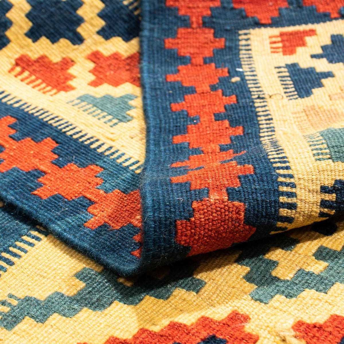 Kelim Carpet - orientalisk matta kvadrat  - 105 x 102 cm - flerfärgad