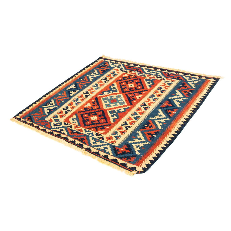 Kelim Carpet - orientalisk matta kvadrat  - 104 x 101 cm - flerfärgad