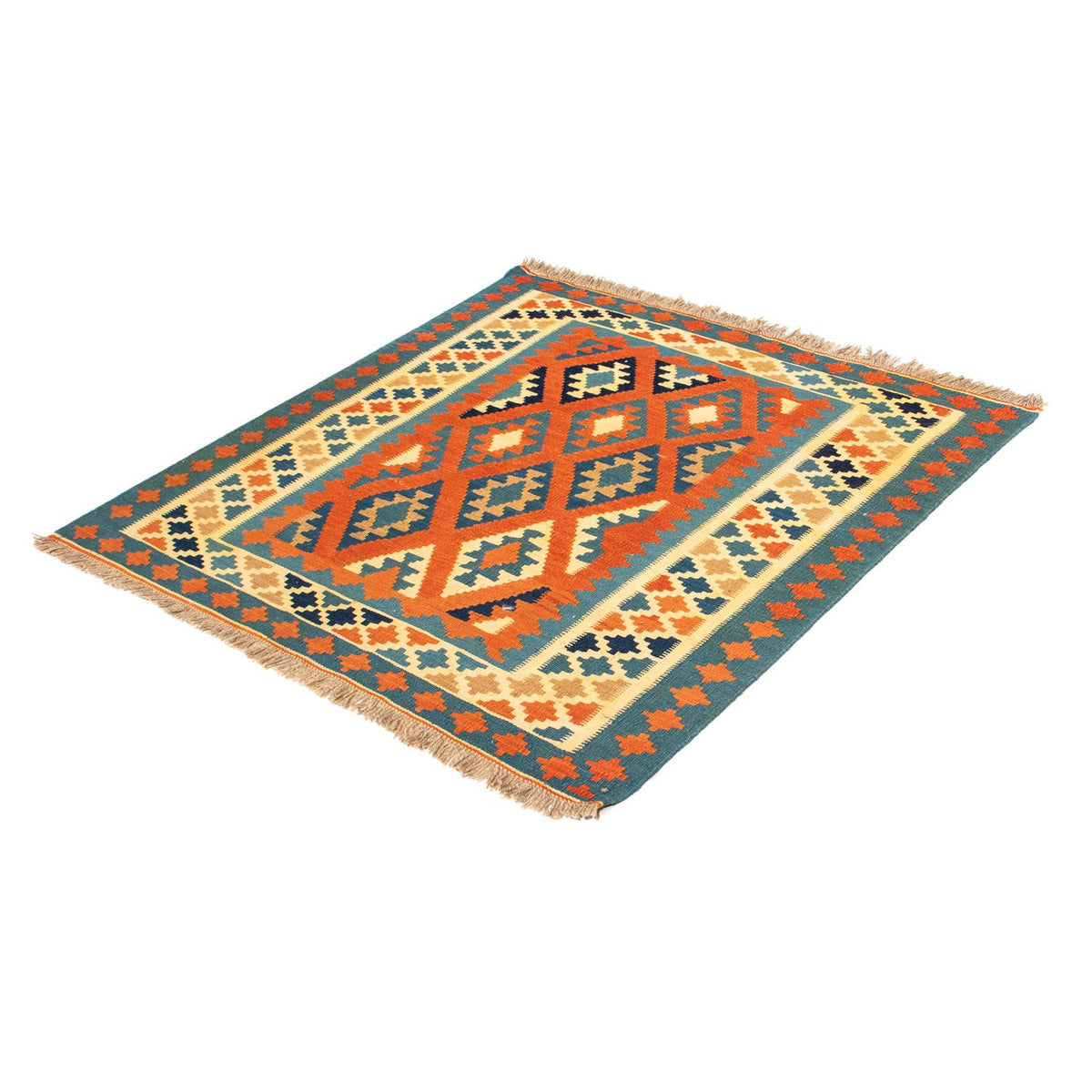 Kelim Carpet - orientalisk matta kvadrat  - 103 x 103 cm - rost