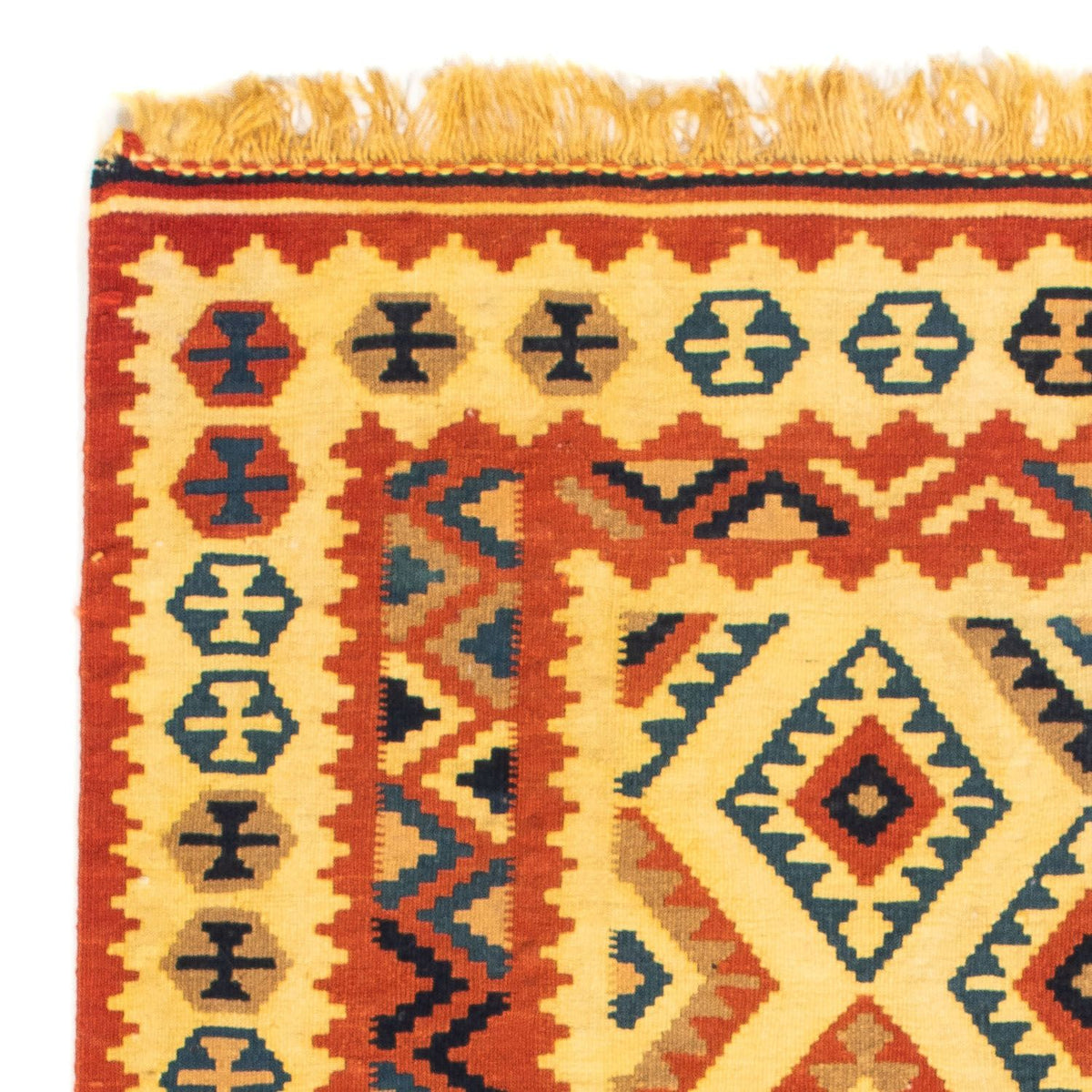 Kelim Carpet - orientalisk matta kvadrat  - 103 x 100 cm - beige