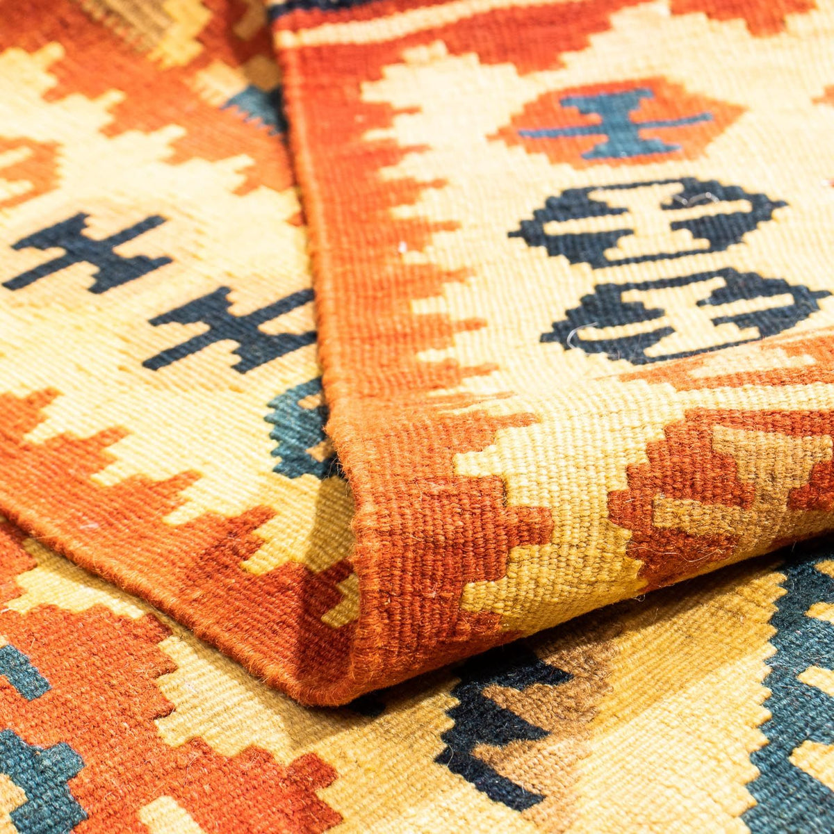 Kelim Carpet - orientalisk matta kvadrat  - 103 x 100 cm - beige