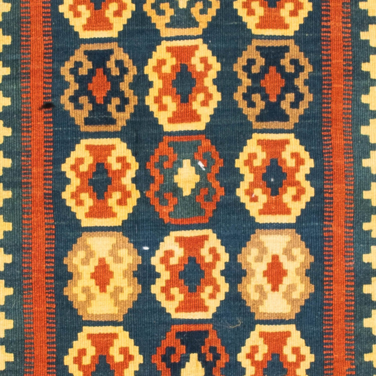 Kelim Carpet - orientalisk matta kvadrat  - 100 x 98 cm - mörkblå