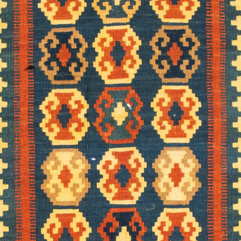Kelim Carpet - orientalisk matta kvadrat  - 100 x 98 cm - mörkblå