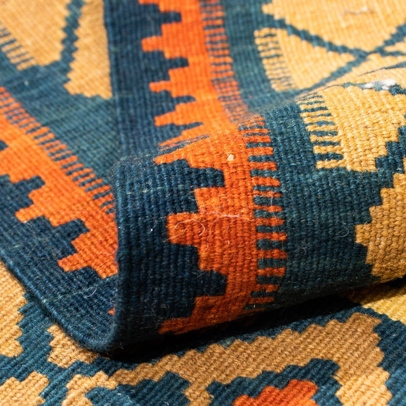 Kelim Carpet - orientalisk matta kvadrat  - 100 x 98 cm - mörkblå