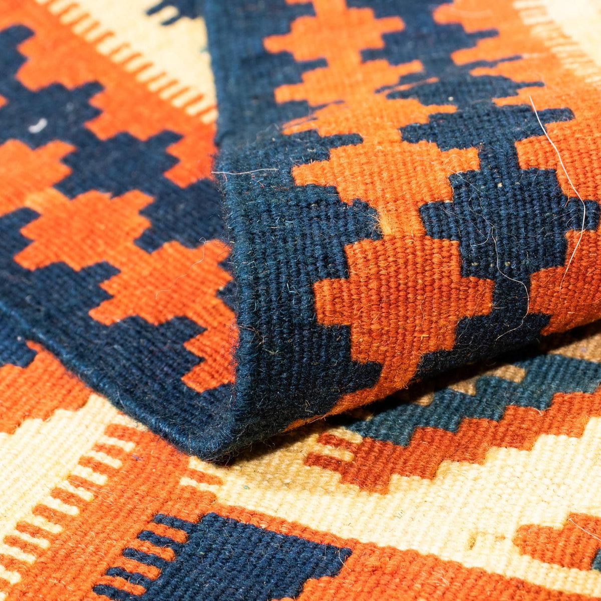 Kelim Carpet - orientalisk matta kvadrat  - 103 x 100 cm - beige