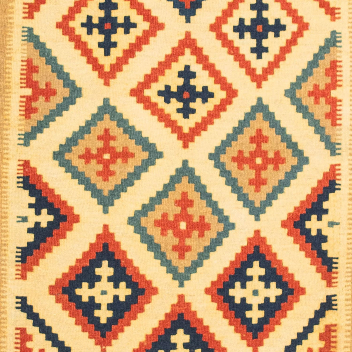 Kelim Carpet - orientalisk matta kvadrat  - 105 x 103 cm - flerfärgad