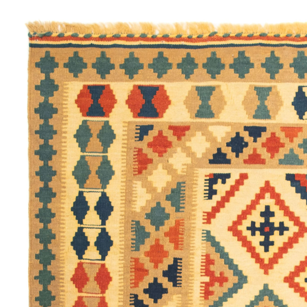 Kelim Carpet - orientalisk matta kvadrat  - 105 x 103 cm - flerfärgad