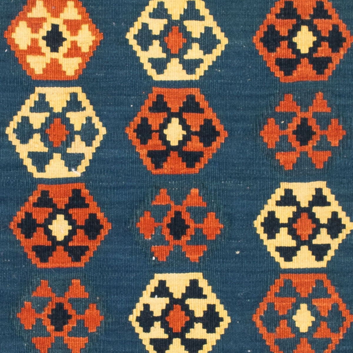 Kelim Carpet - orientalisk matta kvadrat  - 105 x 103 cm - mörkblå