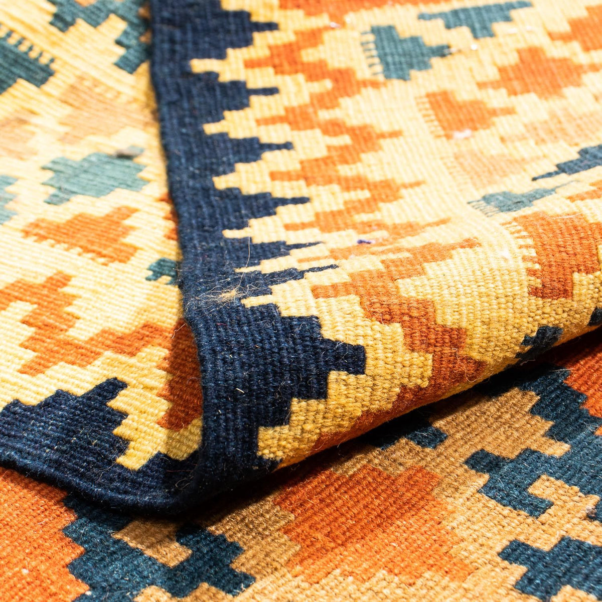 Kelim Carpet - orientalisk matta kvadrat  - 103 x 100 cm - rost