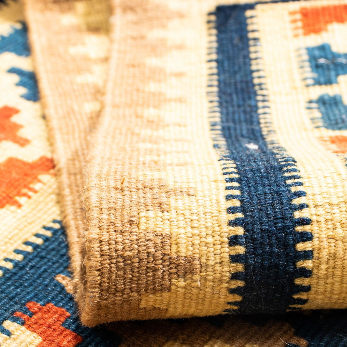 Kelim Carpet - orientalisk matta kvadrat  - 103 x 100 cm - beige