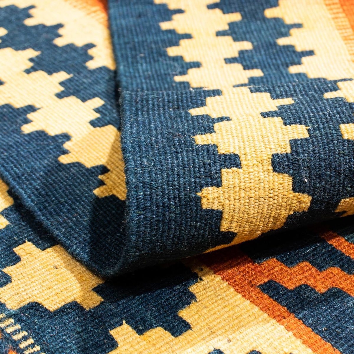 Kelim Carpet - orientalisk matta kvadrat  - 107 x 100 cm - ljusbeige