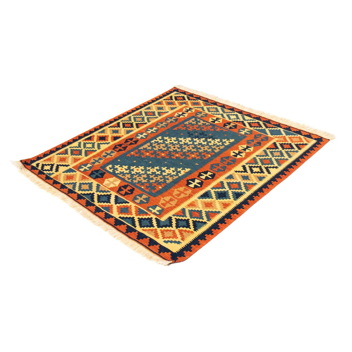 Kelim Carpet - orientalisk matta kvadrat  - 105 x 100 cm - flerfärgad