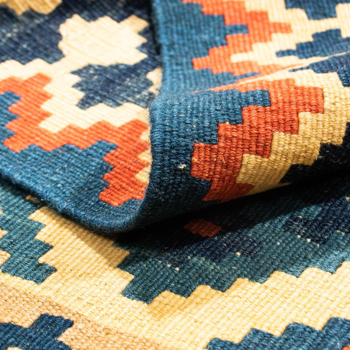 Kelim Carpet - orientalisk matta kvadrat  - 98 x 96 cm - flerfärgad