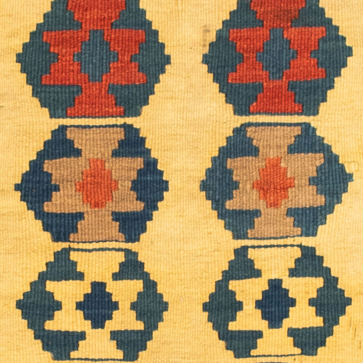 Kelim Carpet - orientalisk matta kvadrat  - 101 x 95 cm - guld