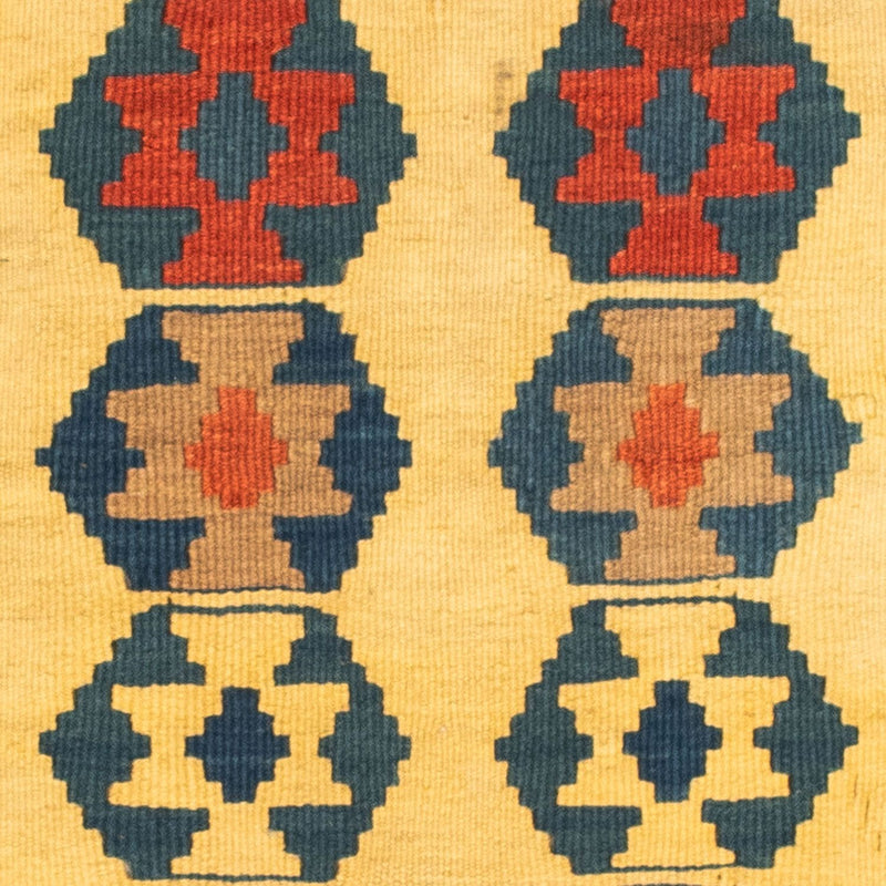 Kelim Carpet - orientalisk matta kvadrat  - 101 x 95 cm - guld