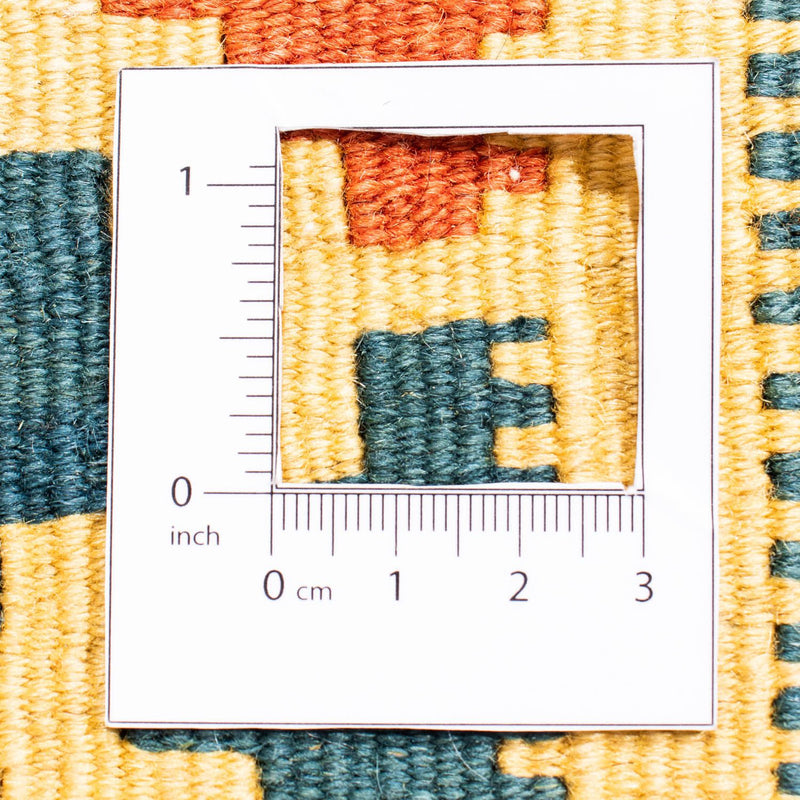 Kelim Carpet - orientalisk matta kvadrat  - 101 x 95 cm - guld