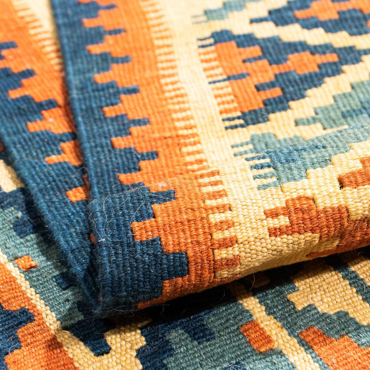 Kelim Carpet - orientalisk matta kvadrat  - 105 x 95 cm - flerfärgad