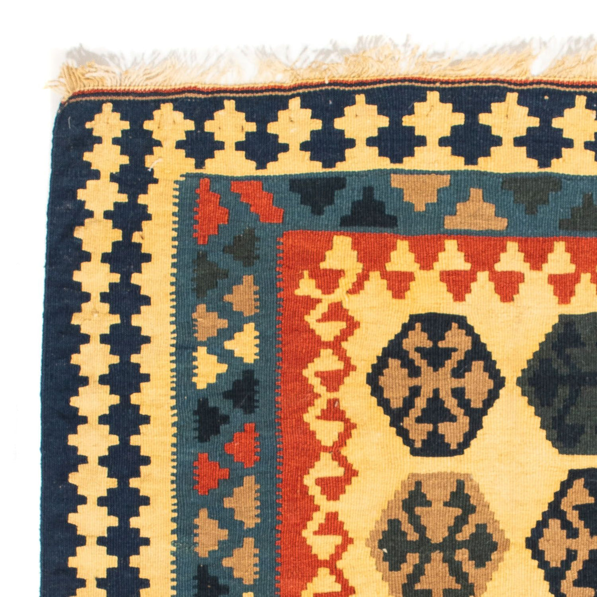 Kelim Carpet - orientalisk matta kvadrat  - 103 x 100 cm - mörkblå