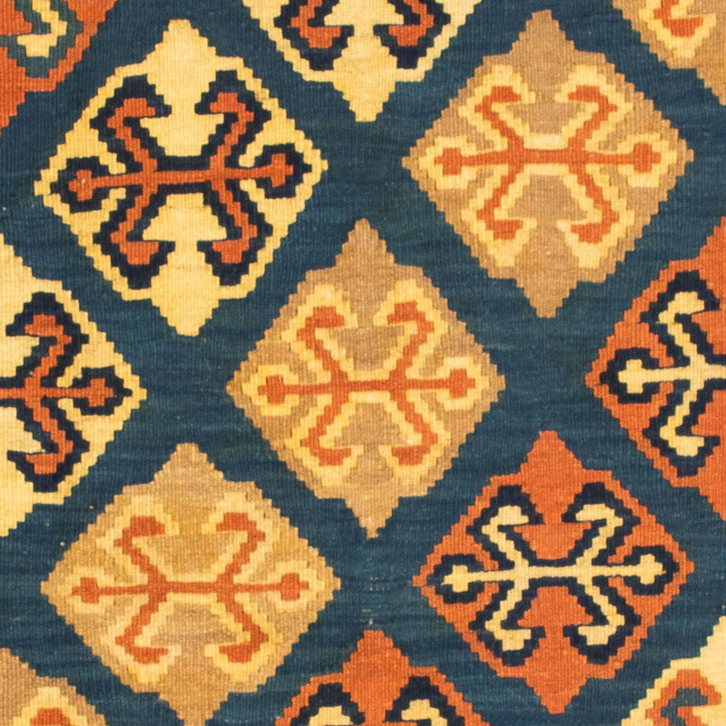 Kelim Carpet - orientalisk matta kvadrat  - 104 x 100 cm - mörkblå