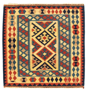 Kelim Carpet - orientalisk matta kvadrat  - 100 x 100 cm - blå