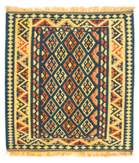 Kelim Carpet - orientalisk matta kvadrat  - 107 x 100 cm - mörkblå