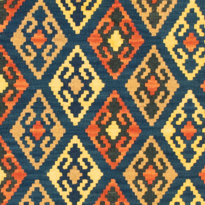 Kelim Carpet - orientalisk matta kvadrat  - 107 x 100 cm - mörkblå
