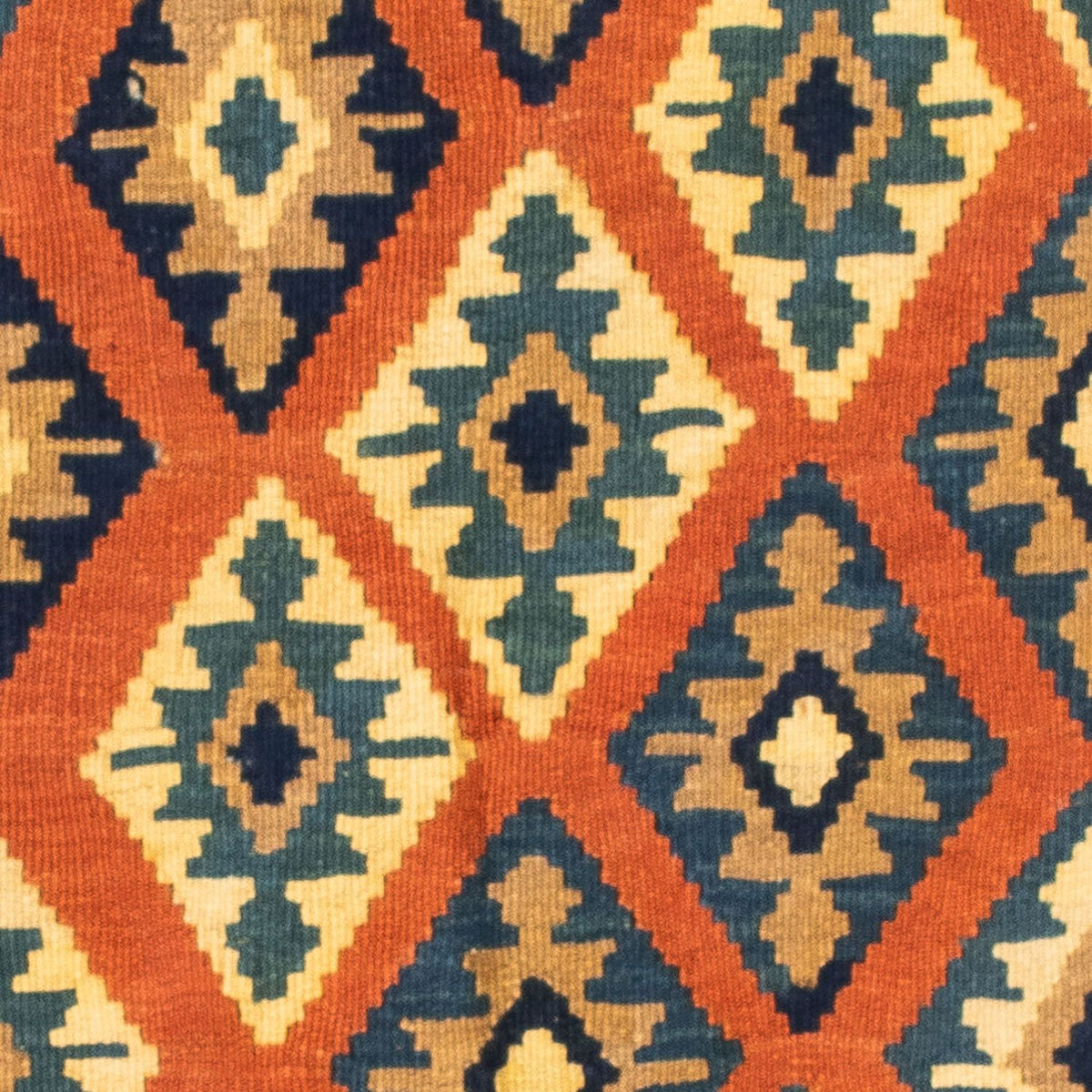 Kelim Carpet - orientalisk matta kvadrat  - 107 x 100 cm - rost