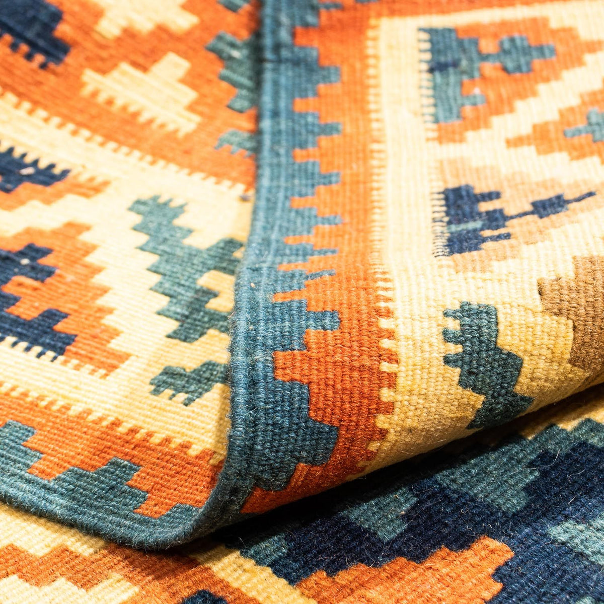 Kelim Carpet - orientalisk matta kvadrat  - 101 x 99 cm - beige