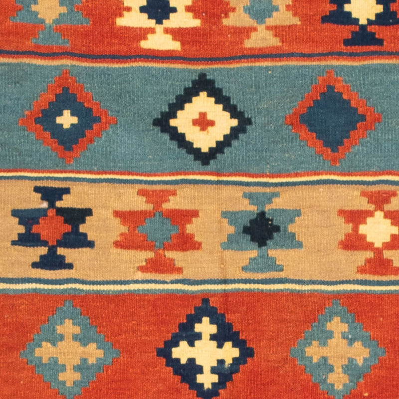 Kelim Carpet - orientalisk matta kvadrat  - 100 x 91 cm - flerfärgad