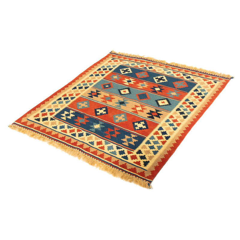 Kelim Carpet - orientalisk matta kvadrat  - 100 x 91 cm - flerfärgad
