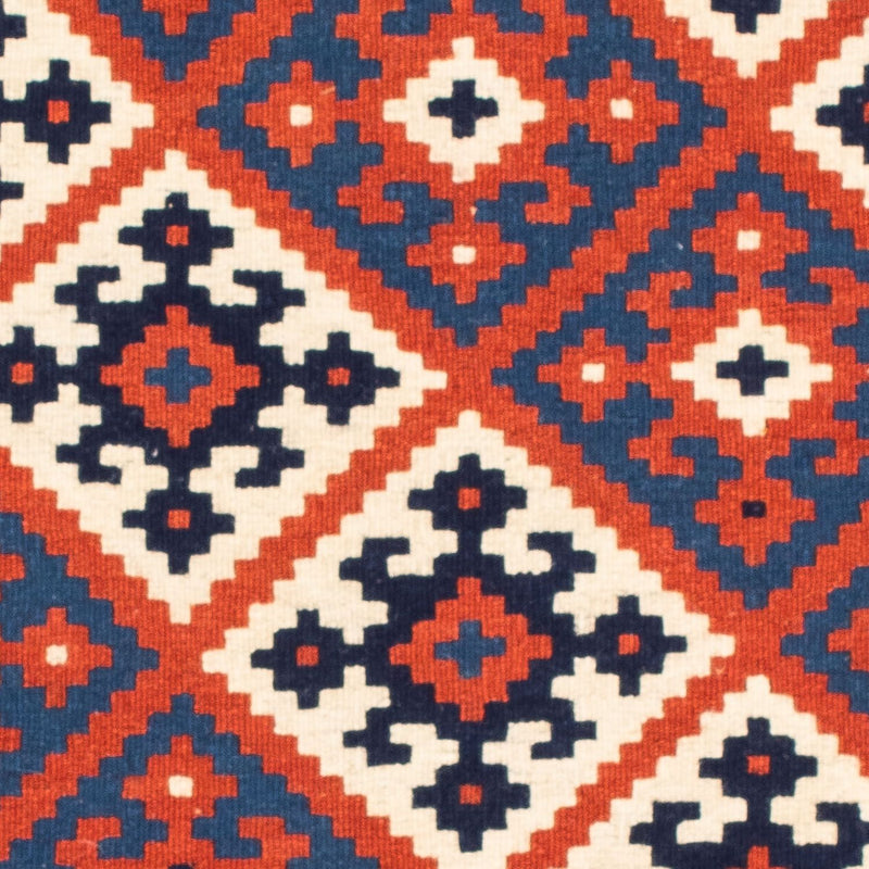 Kelim Carpet - orientalisk matta kvadrat  - 103 x 101 cm - mörkröd