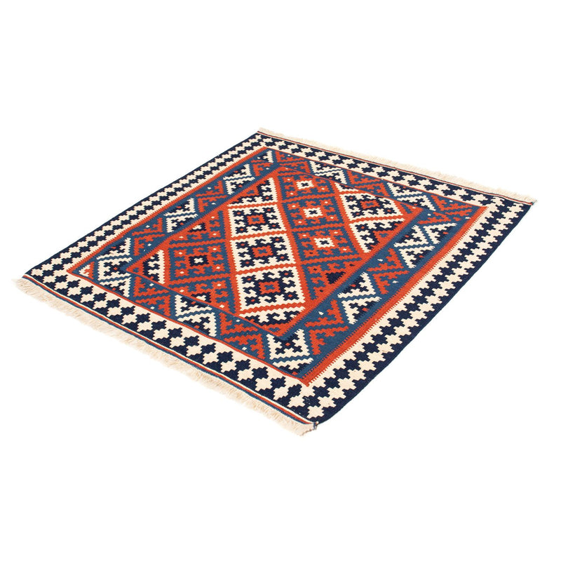 Kelim Carpet - orientalisk matta kvadrat  - 103 x 101 cm - mörkröd