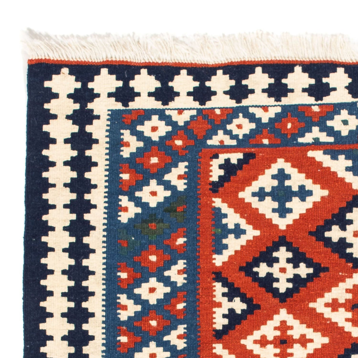 Kelim Carpet - orientalisk matta kvadrat  - 103 x 100 cm - mörkblå