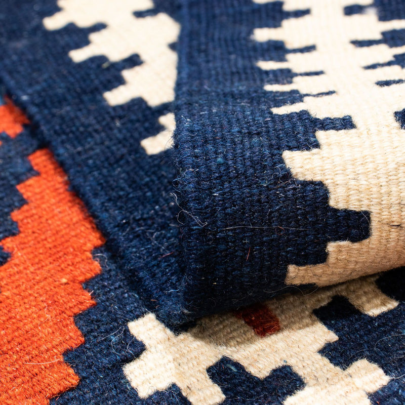 Kelim Carpet - orientalisk matta kvadrat  - 103 x 100 cm - mörkblå