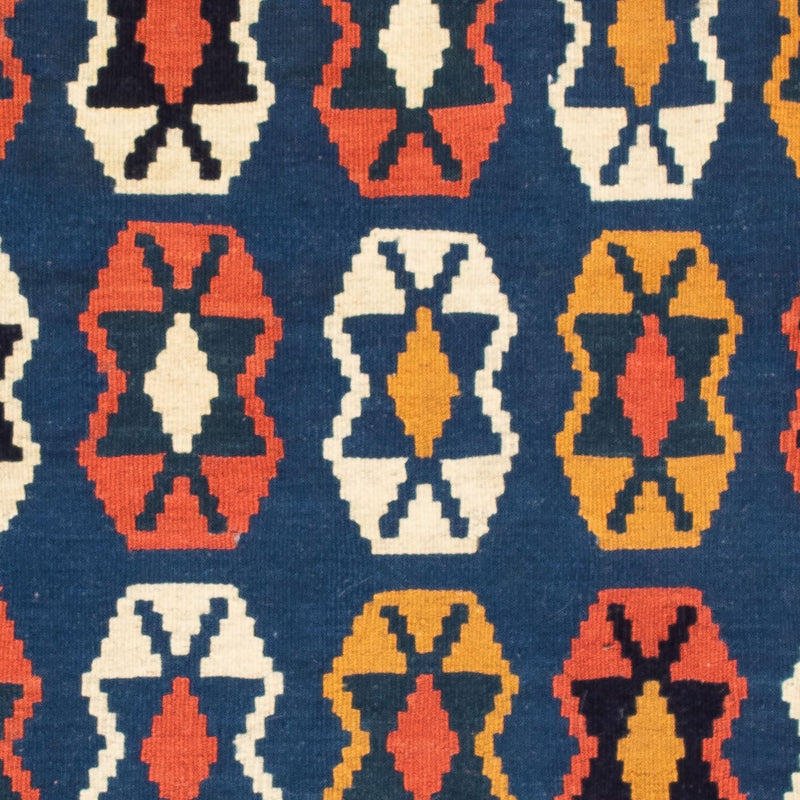 Kelim Carpet - orientalisk matta kvadrat  - 100 x 96 cm - mörkblå