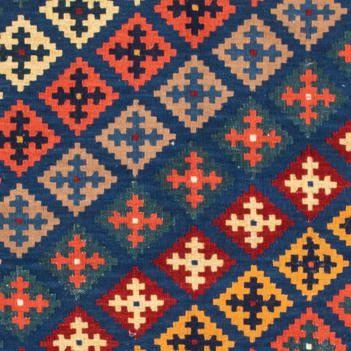 Kelim Carpet - orientalisk matta kvadrat  - 108 x 100 cm - mörkblå