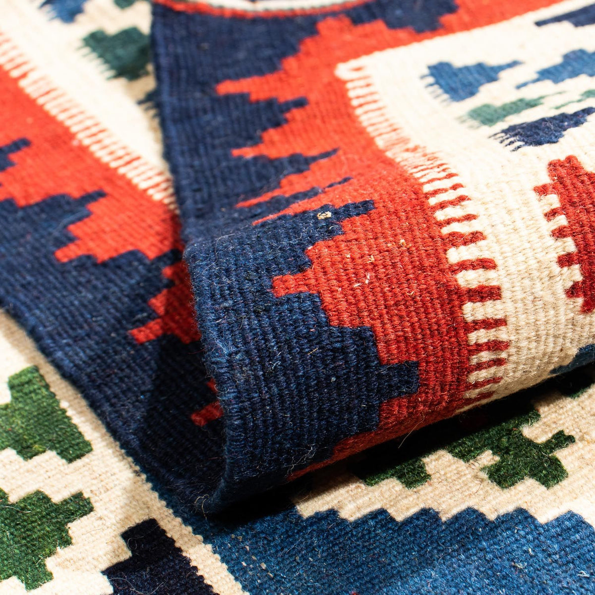 Kelim Carpet - orientalisk matta kvadrat  - 100 x 100 cm - mörkblå