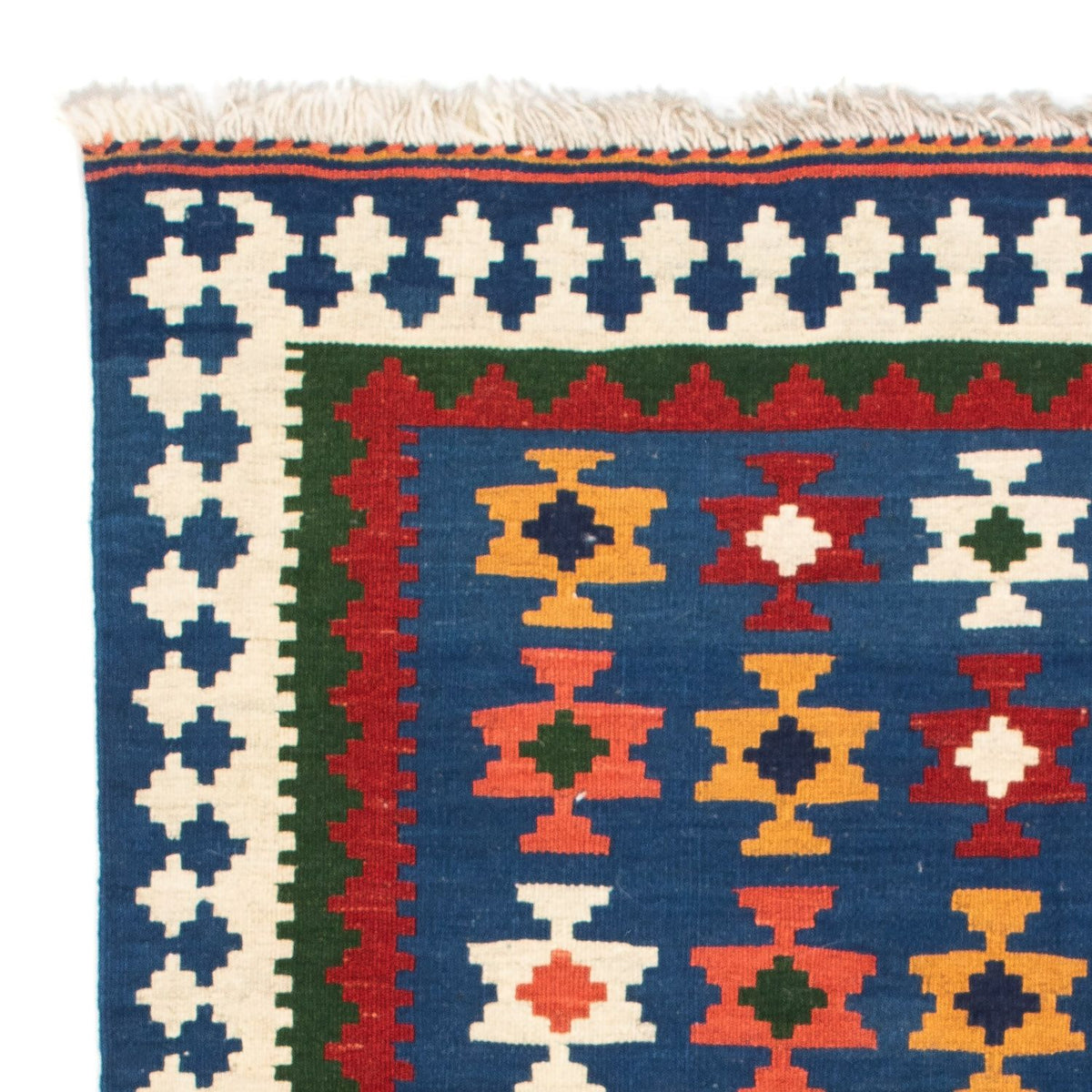 Kelim Carpet - orientalisk matta kvadrat  - 104 x 100 cm - mörkblå