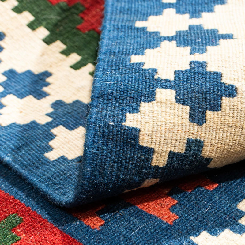 Kelim Carpet - orientalisk matta kvadrat  - 104 x 100 cm - mörkblå