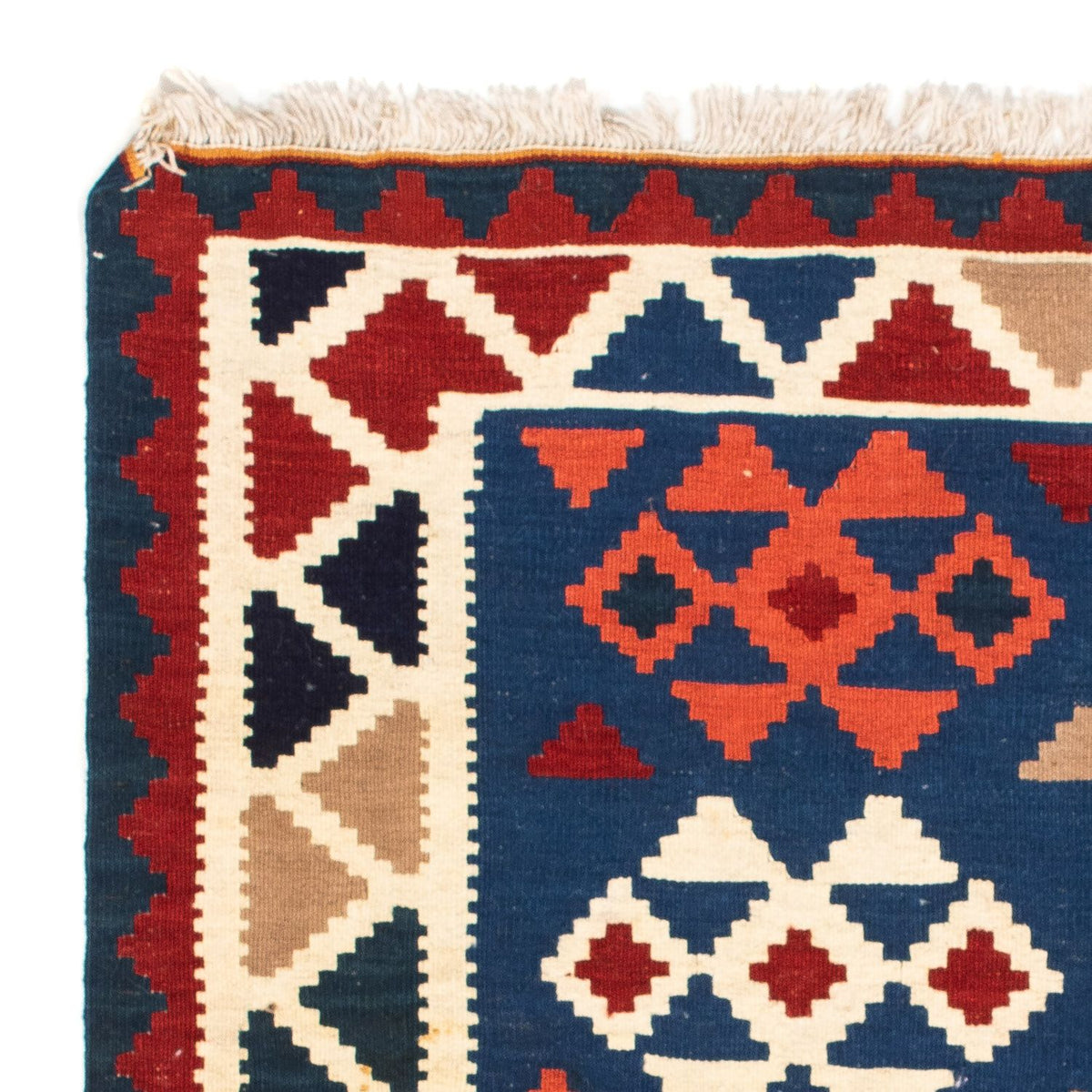 Kelim Carpet - orientalisk matta kvadrat  - 104 x 102 cm - mörkblå