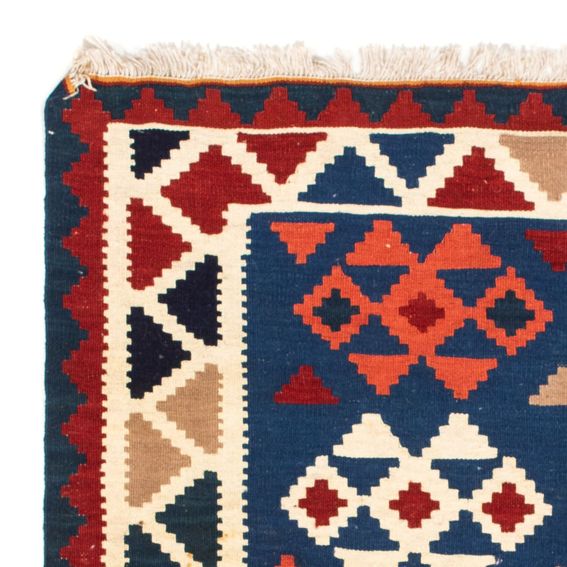 Kelim Carpet - orientalisk matta kvadrat  - 104 x 102 cm - mörkblå