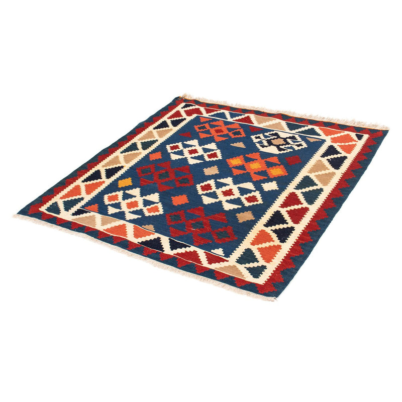 Kelim Carpet - orientalisk matta kvadrat  - 104 x 102 cm - mörkblå