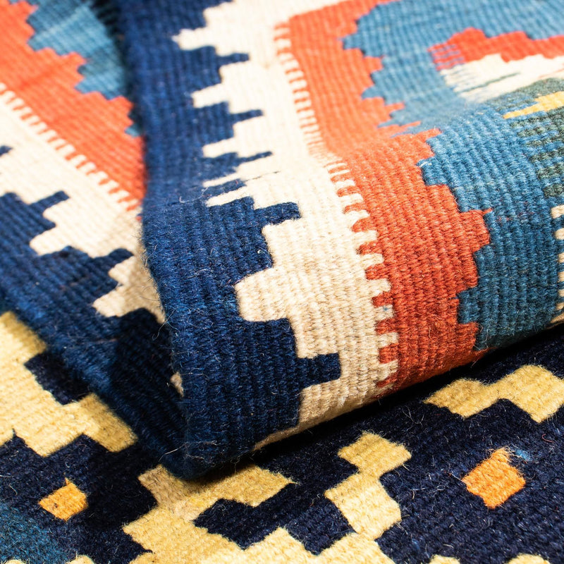 Kelim Carpet - orientalisk matta kvadrat  - 103 x 93 cm - ljusblå