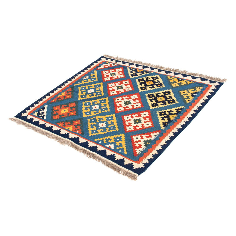 Kelim Carpet - orientalisk matta kvadrat  - 103 x 93 cm - ljusblå
