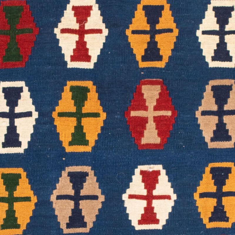 Kelim Carpet - orientalisk matta kvadrat  - 96 x 96 cm - mörkblå